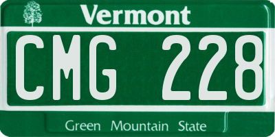 VT license plate CMG228