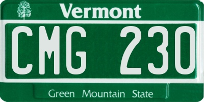 VT license plate CMG230