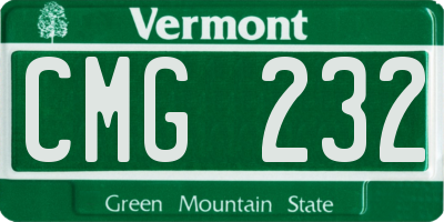 VT license plate CMG232