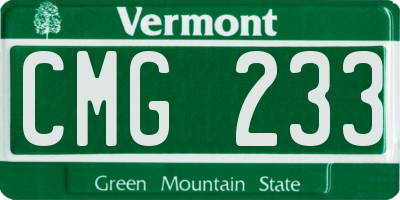 VT license plate CMG233