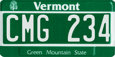 VT license plate CMG234