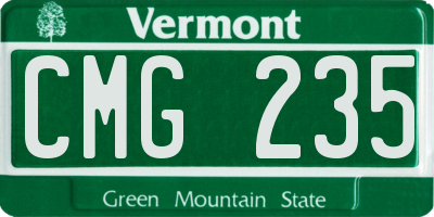 VT license plate CMG235
