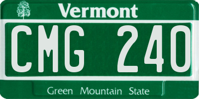 VT license plate CMG240