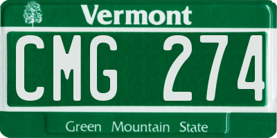 VT license plate CMG274