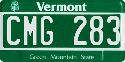 VT license plate CMG283