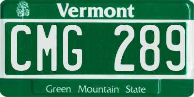 VT license plate CMG289