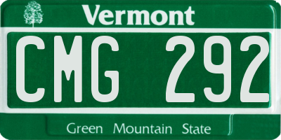 VT license plate CMG292