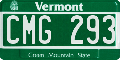 VT license plate CMG293