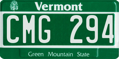 VT license plate CMG294