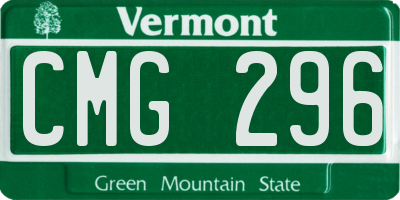 VT license plate CMG296
