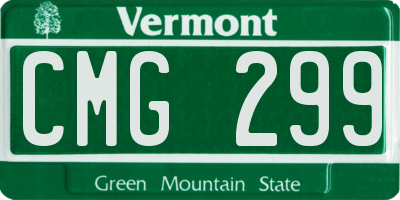 VT license plate CMG299