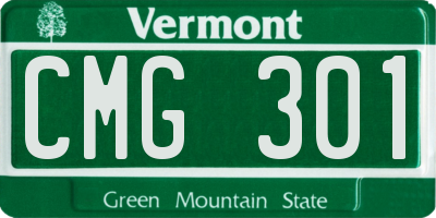 VT license plate CMG301