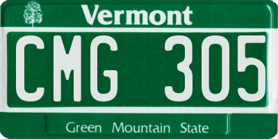 VT license plate CMG305