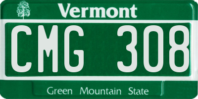 VT license plate CMG308