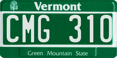 VT license plate CMG310