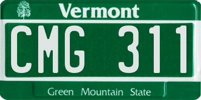 VT license plate CMG311