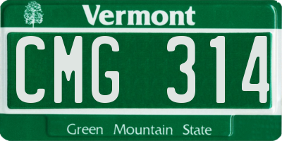 VT license plate CMG314