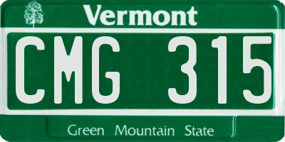 VT license plate CMG315