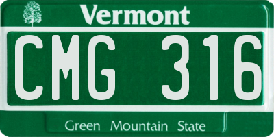 VT license plate CMG316