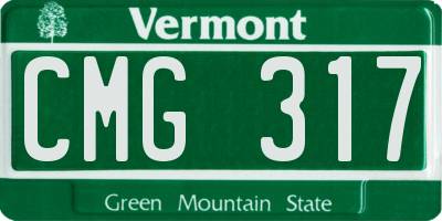 VT license plate CMG317