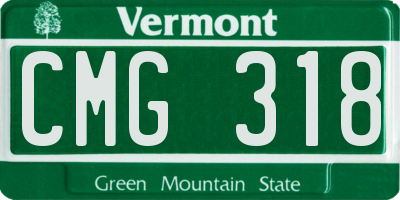 VT license plate CMG318