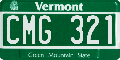 VT license plate CMG321