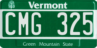 VT license plate CMG325