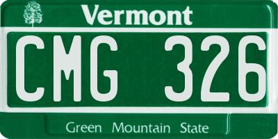 VT license plate CMG326