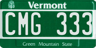VT license plate CMG333