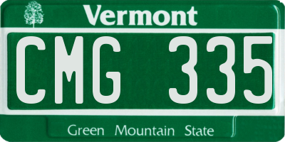 VT license plate CMG335