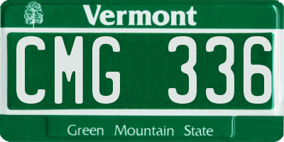 VT license plate CMG336