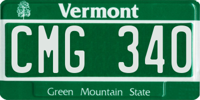 VT license plate CMG340
