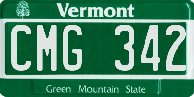 VT license plate CMG342