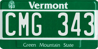 VT license plate CMG343