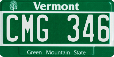 VT license plate CMG346