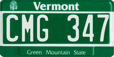 VT license plate CMG347