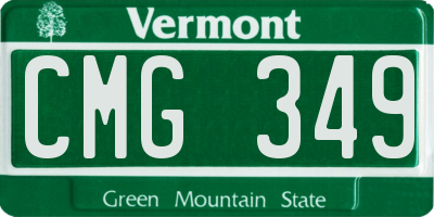 VT license plate CMG349