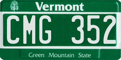 VT license plate CMG352