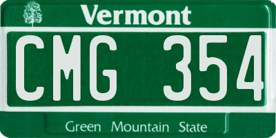 VT license plate CMG354