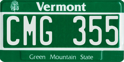 VT license plate CMG355