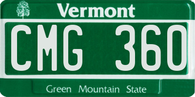 VT license plate CMG360