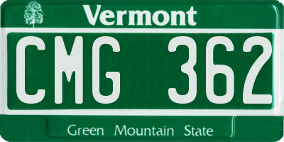 VT license plate CMG362