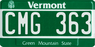 VT license plate CMG363