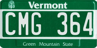 VT license plate CMG364