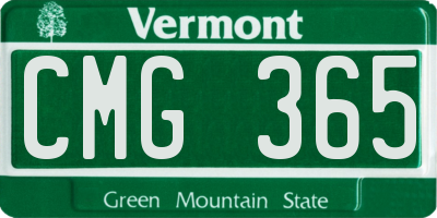 VT license plate CMG365