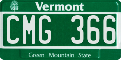 VT license plate CMG366