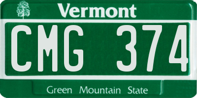 VT license plate CMG374
