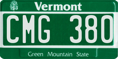VT license plate CMG380