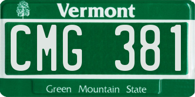 VT license plate CMG381