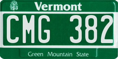 VT license plate CMG382